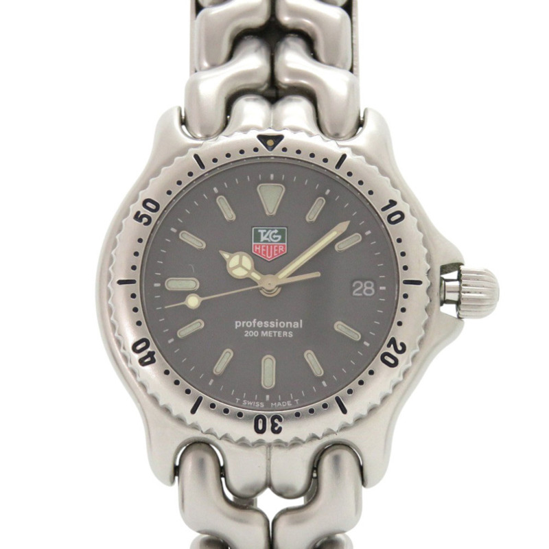 TAG Heuer Sel Date S99.213 專業不銹鋼灰色石英錶 0232 HEUER-0
