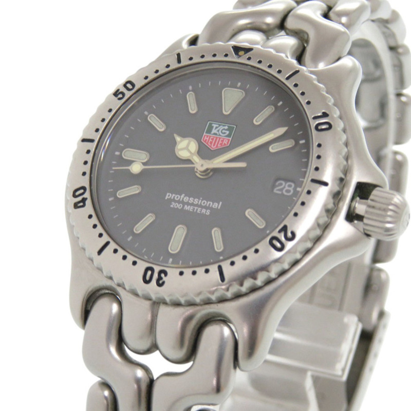 TAG Heuer Sel Date S99.213 專業不銹鋼灰色石英錶 0232 HEUER-3