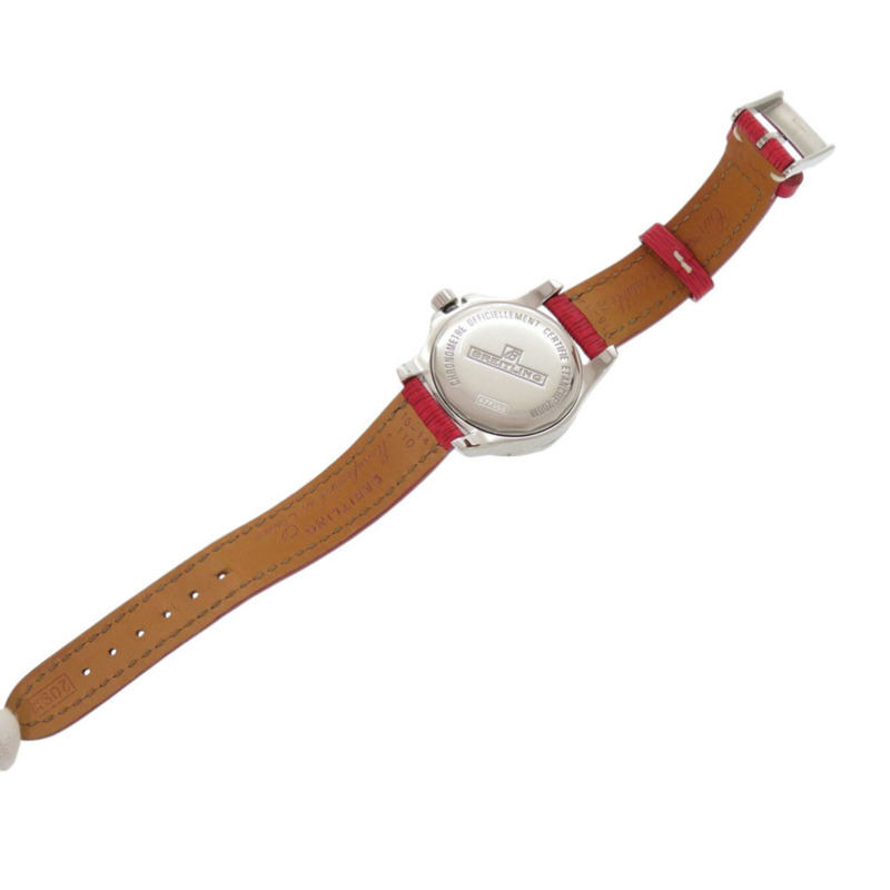 百年靈 Colt 女士腕錶 A77388 不鏽鋼皮錶帶腕錶,白色/紅色錶盤,石英機芯,1591 百年靈-5