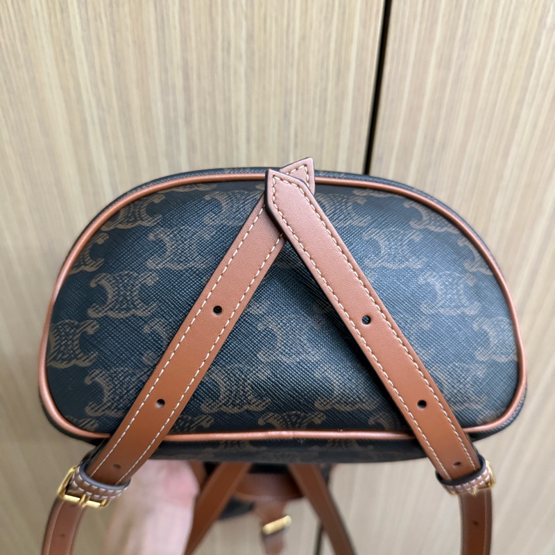 Celine FOLCO標誌印花及牛皮革迷你背包-4