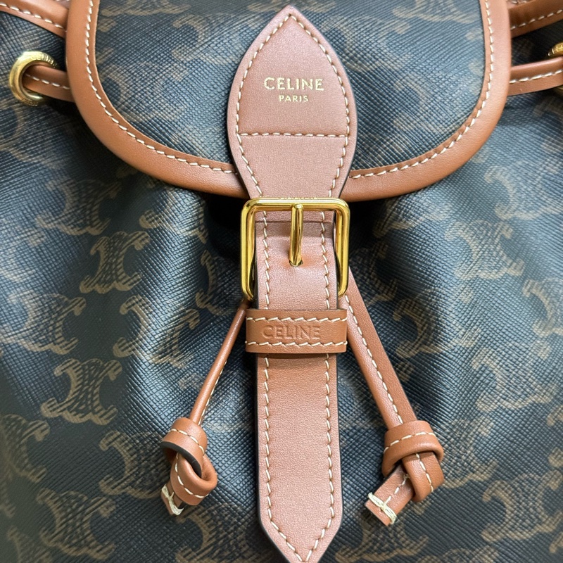 Celine FOLCO標誌印花及牛皮革迷你背包-9