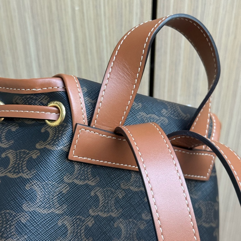 Celine FOLCO標誌印花及牛皮革迷你背包-11