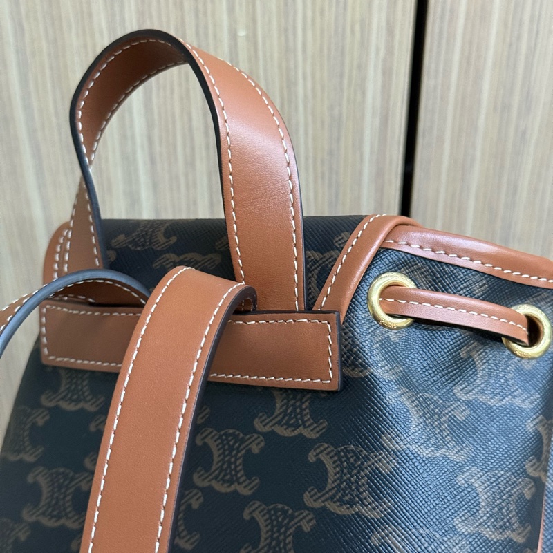 Celine FOLCO標誌印花及牛皮革迷你背包-12