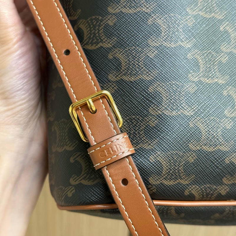 Celine FOLCO標誌印花及牛皮革迷你背包-13