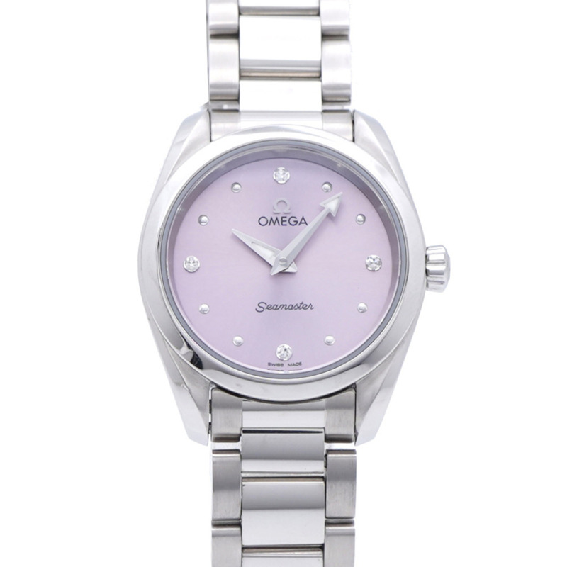 歐米茄海馬系列Aqua Terra四鑽腕錶220.10.28.60.60.001石英精鋼紫色錶盤0238 OMEGA女錶-0