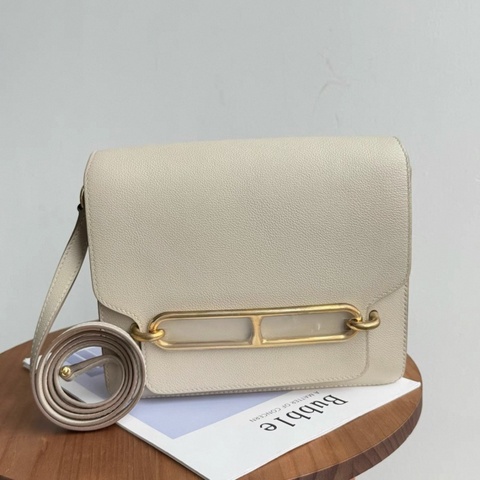 Hermes愛馬仕roulis豬鼻子23冰川白金扣evercolor皮 D刻