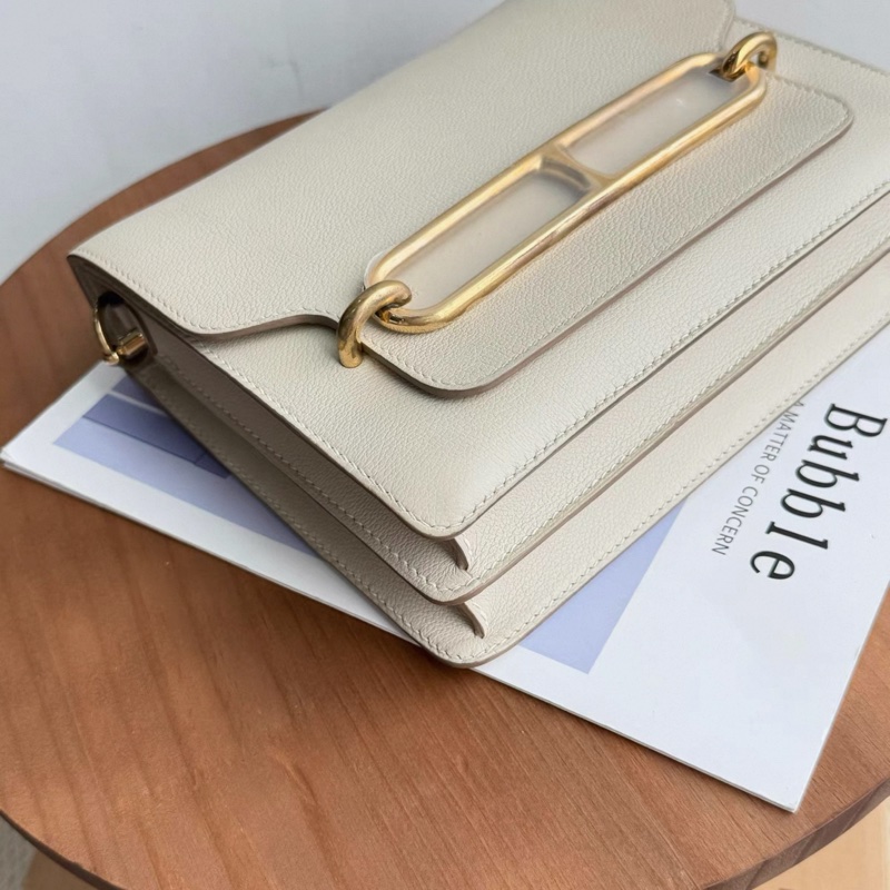 Hermes愛馬仕roulis豬鼻子23冰川白金扣evercolor皮 D刻-4