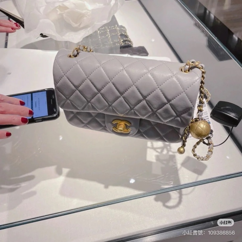 #閒置帶膜 #全網最低 #芯片款 香奈兒淺Cf大mini灰金扣coco20 背帶🉑調-5