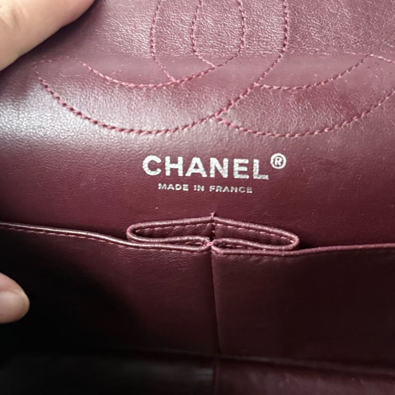 全配🈶️購證❤️ 香奈兒 #黑銀 #油蠟牛皮 #2.55 #中號-9