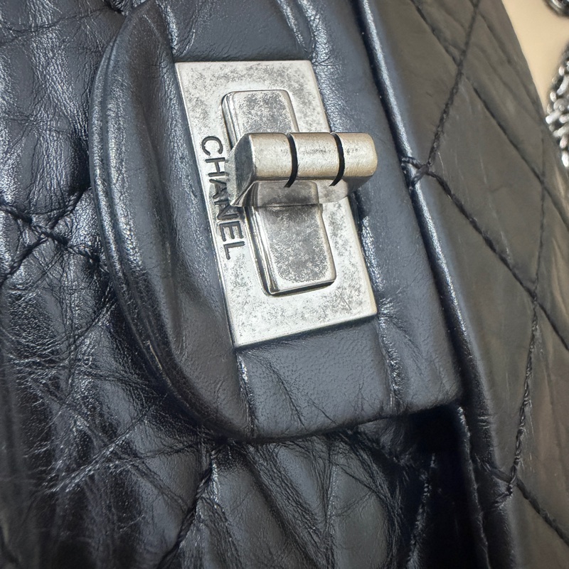 全配🈶️購證❤️ 香奈兒 #黑銀 #油蠟牛皮 #2.55 #中號-10