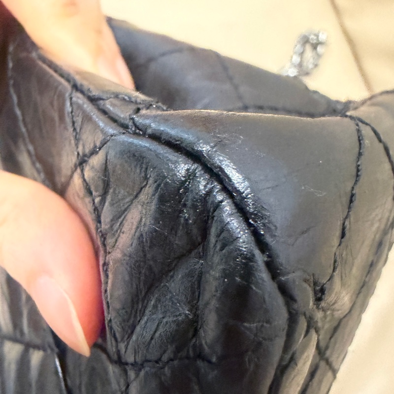 全配🈶️購證❤️ 香奈兒 #黑銀 #油蠟牛皮 #2.55 #中號-20