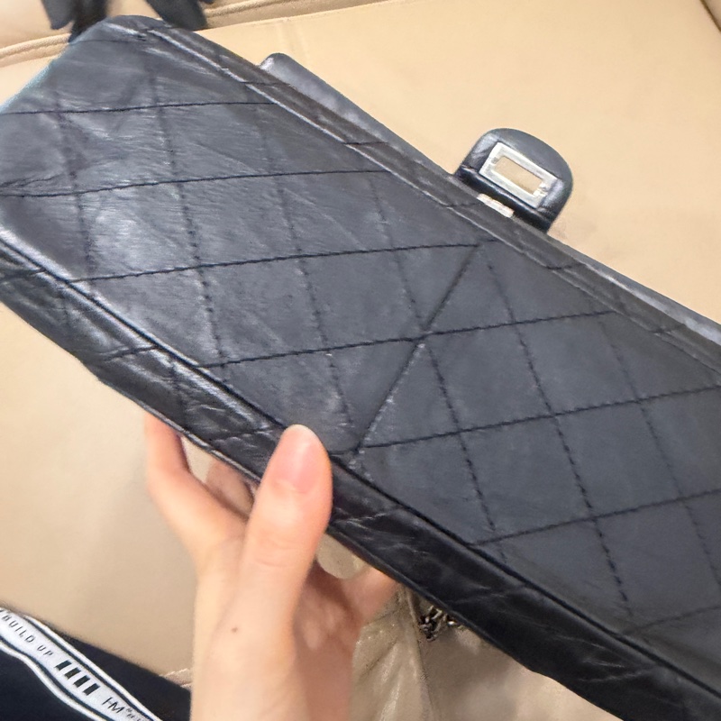 全配🈶️購證❤️ 香奈兒 #黑銀 #油蠟牛皮 #2.55 #中號-24