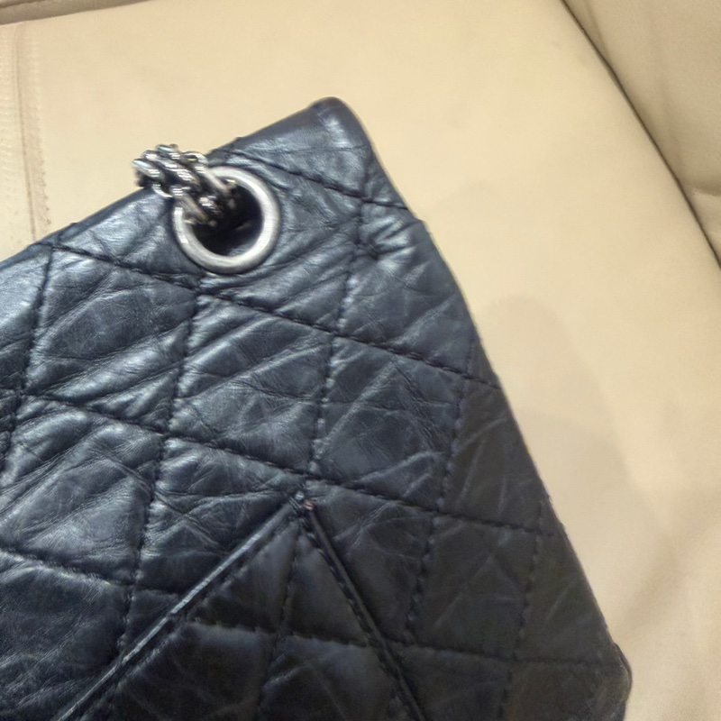 全配🈶️購證❤️ 香奈兒 #黑銀 #油蠟牛皮 #2.55 #中號-26