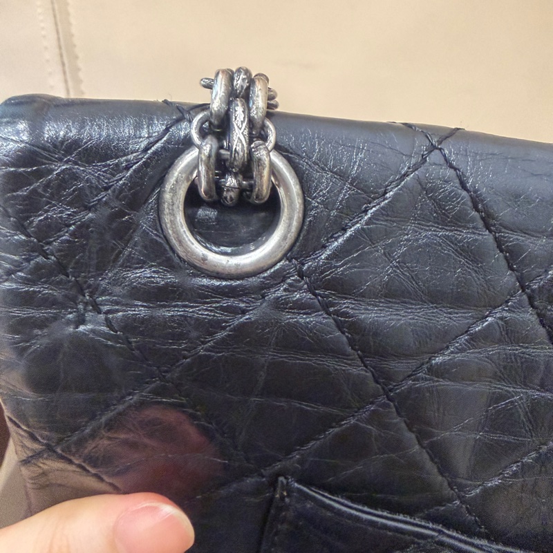 全配🈶️購證❤️ 香奈兒 #黑銀 #油蠟牛皮 #2.55 #中號-27