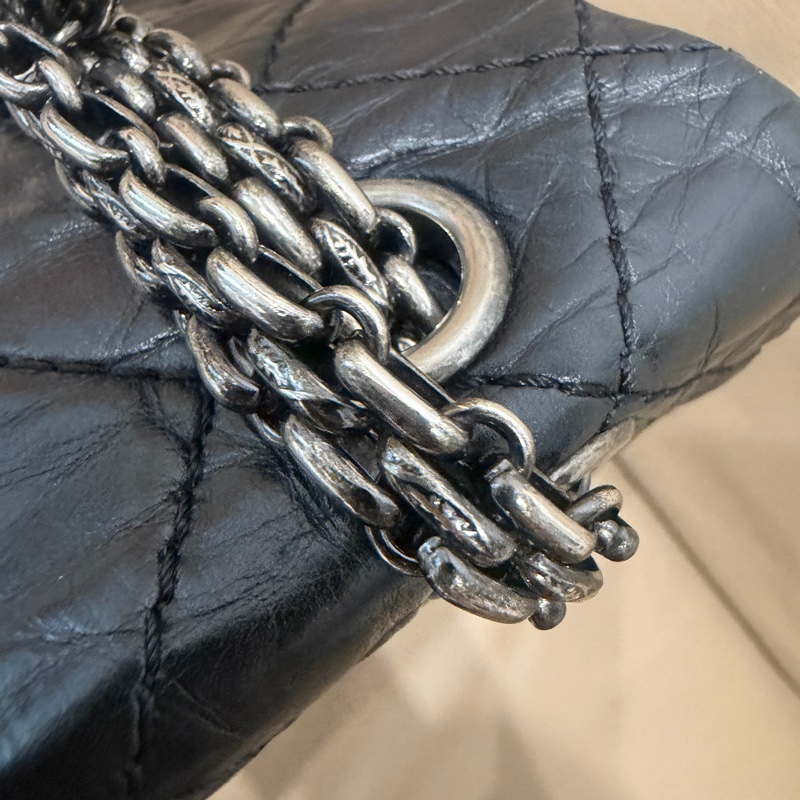 全配🈶️購證❤️ 香奈兒 #黑銀 #油蠟牛皮 #2.55 #中號-29