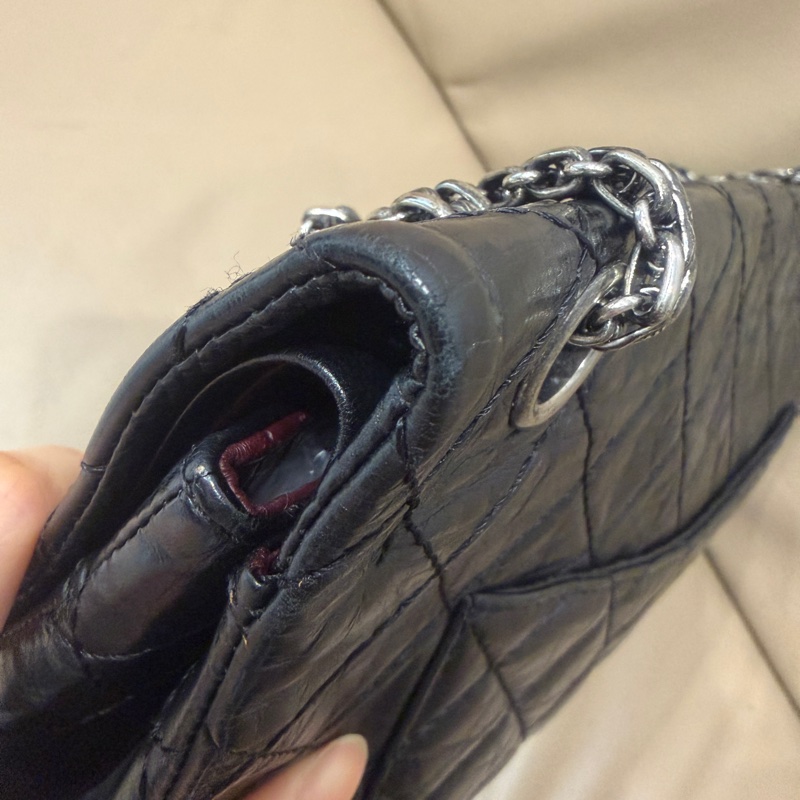 全配🈶️購證❤️ 香奈兒 #黑銀 #油蠟牛皮 #2.55 #中號-30