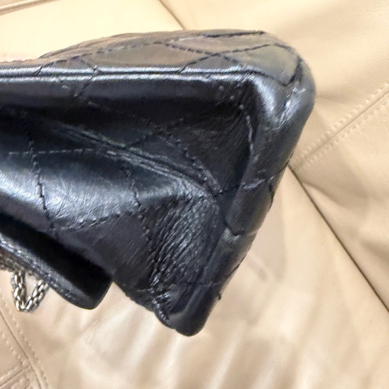 全配🈶️購證❤️ 香奈兒 #黑銀 #油蠟牛皮 #2.55 #中號-35