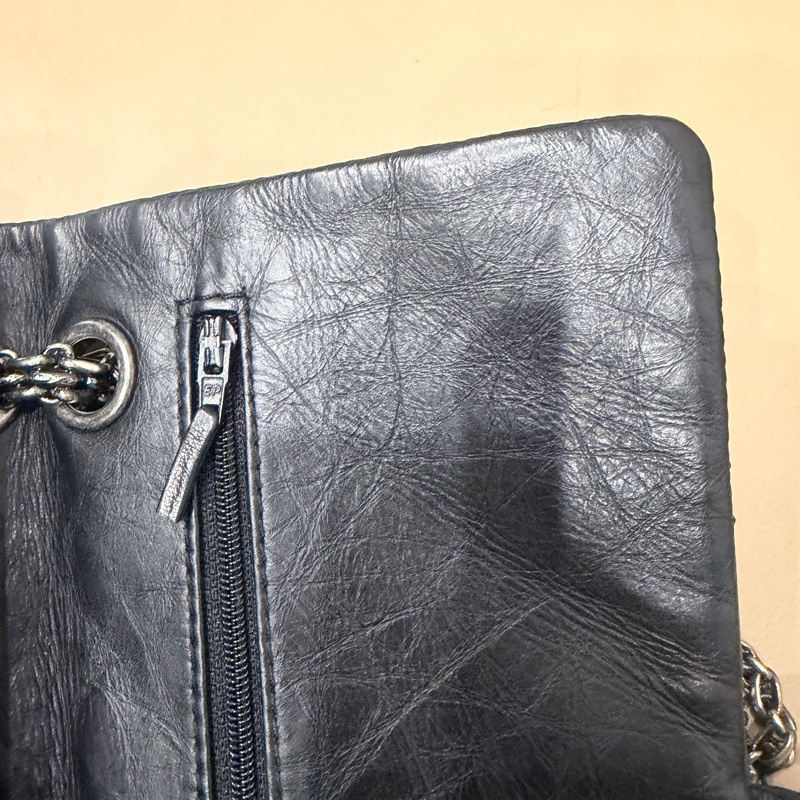 全配🈶️購證❤️ 香奈兒 #黑銀 #油蠟牛皮 #2.55 #中號-42