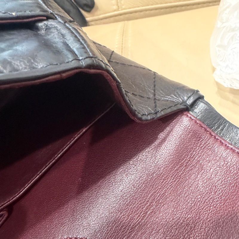 全配🈶️購證❤️ 香奈兒 #黑銀 #油蠟牛皮 #2.55 #中號-50