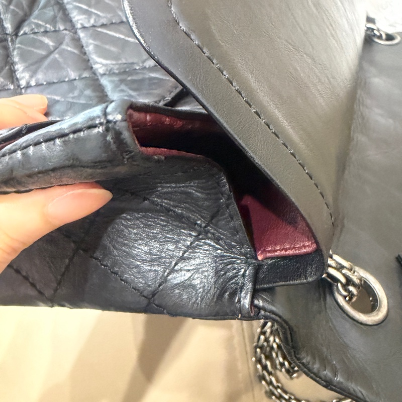 全配🈶️購證❤️ 香奈兒 #黑銀 #油蠟牛皮 #2.55 #中號-51