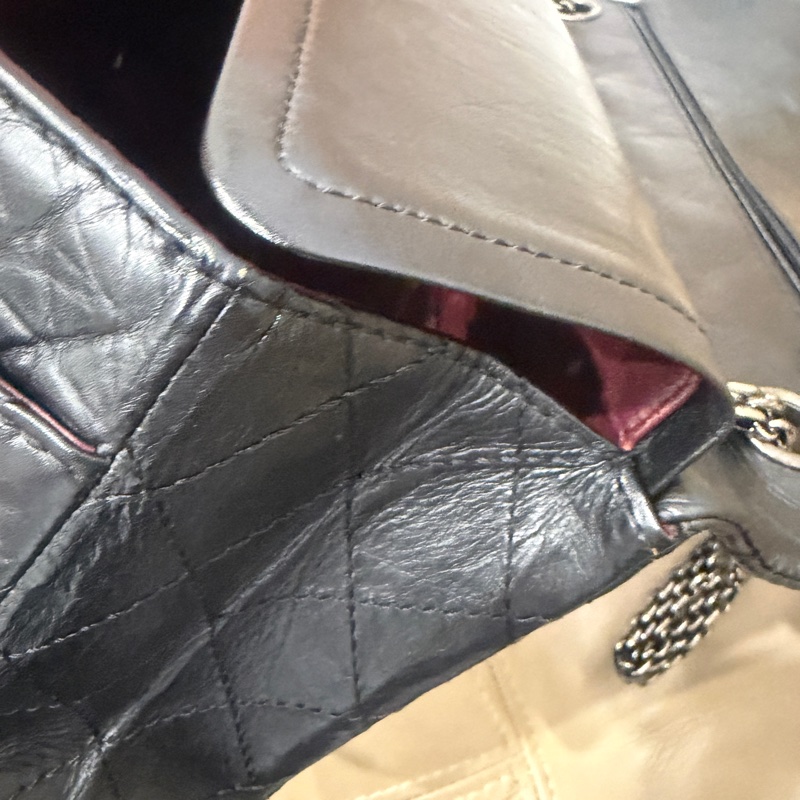 全配🈶️購證❤️ 香奈兒 #黑銀 #油蠟牛皮 #2.55 #中號-52