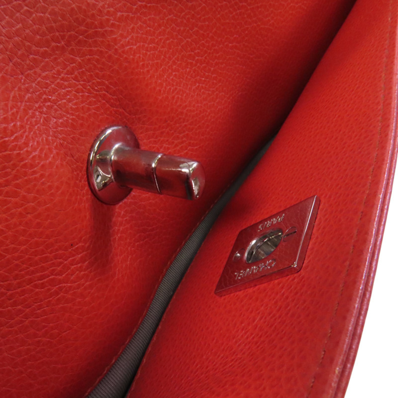 CHANEL 牛皮皮革Shoulder Bag銀扣肩背袋-17