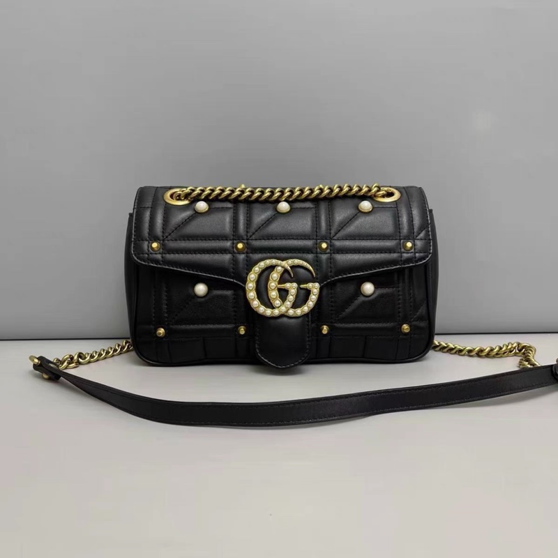 Gucci • Marmont 經典全皮珍珠卯釘包 中號-2