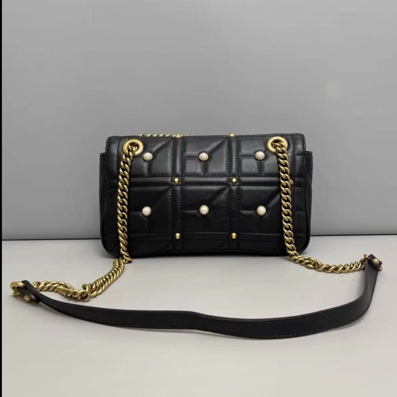 Gucci • Marmont 經典全皮珍珠卯釘包 中號-3
