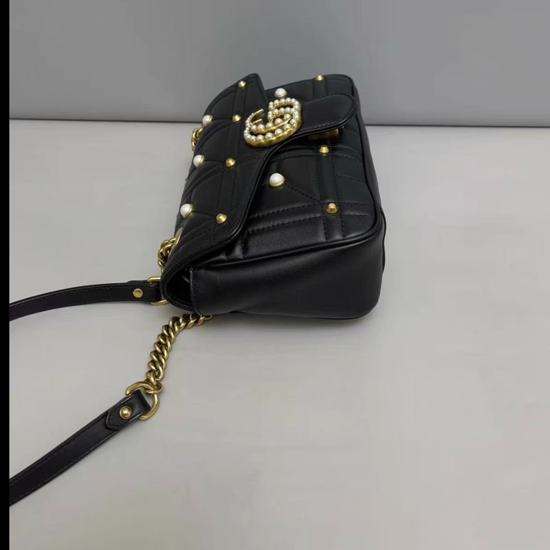 Gucci • Marmont 經典全皮珍珠卯釘包 中號-4