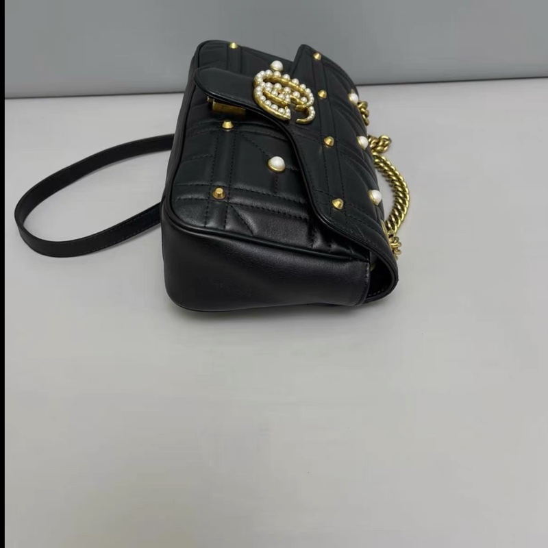 Gucci • Marmont 經典全皮珍珠卯釘包 中號-6