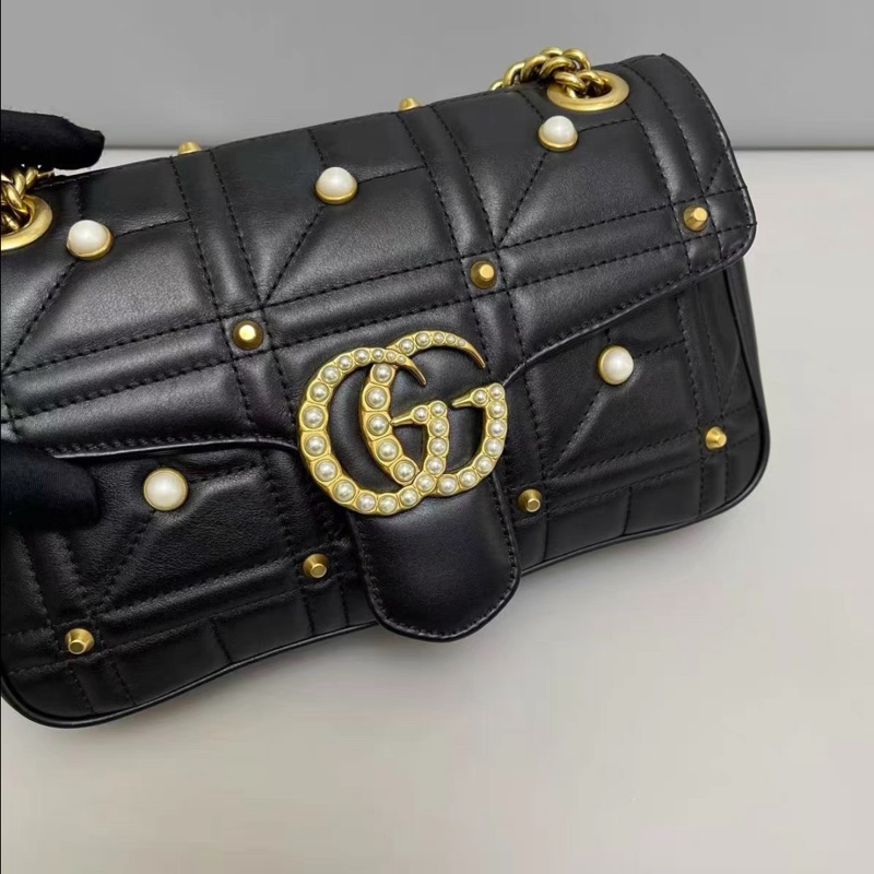 Gucci • Marmont 經典全皮珍珠卯釘包 中號-7