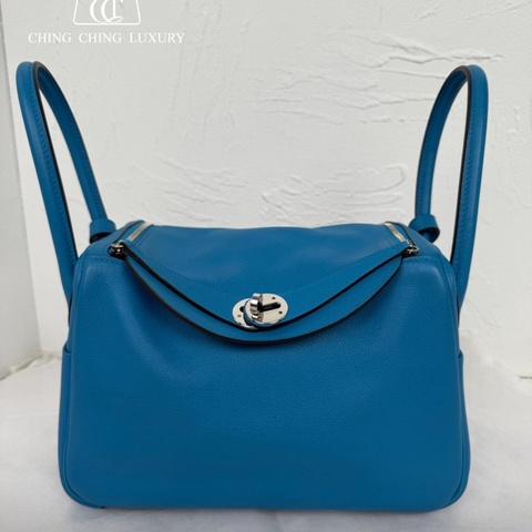 🌈Hermes💙Lindy 26💙坦桑尼亞藍銀扣💙99新🌟🌈Evercolor皮🌟