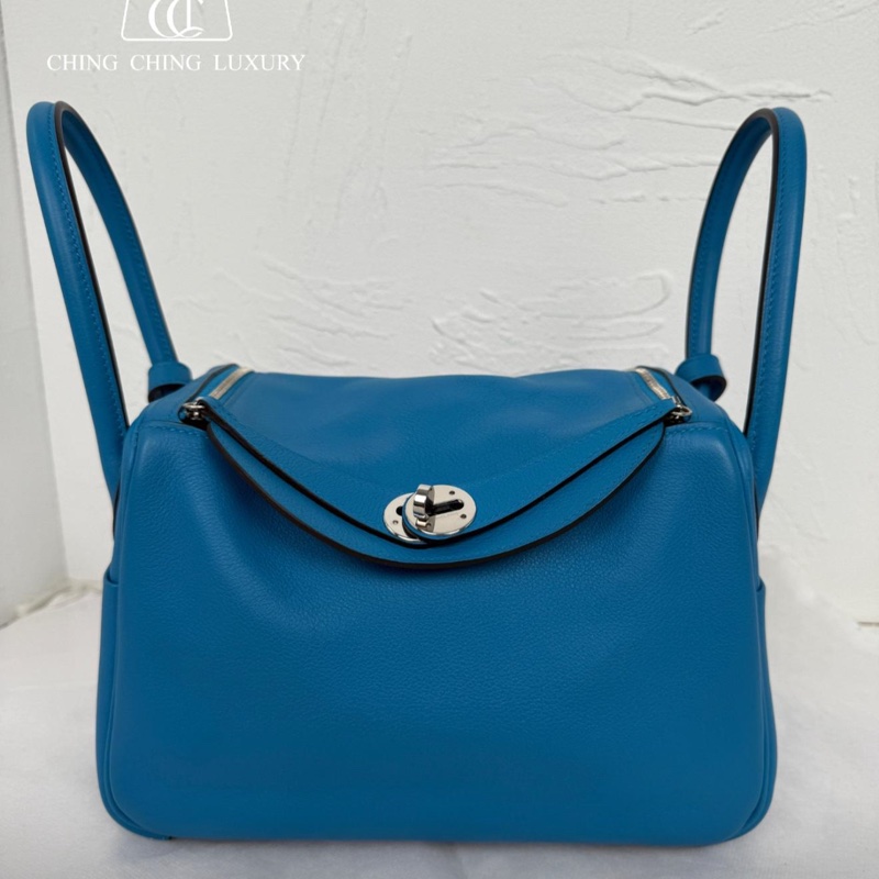 🌈Hermes💙Lindy 26💙坦桑尼亞藍銀扣💙99新🌟🌈Evercolor皮🌟-0