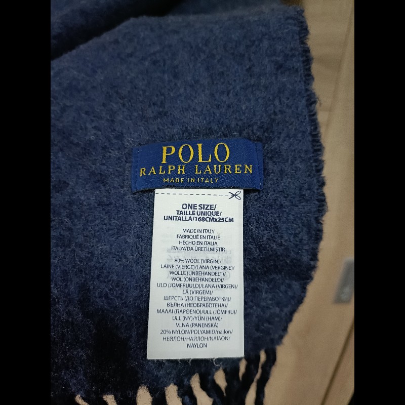 Polo Ralph Lauren RL 深藍 灰藍 羊毛 圍巾-3