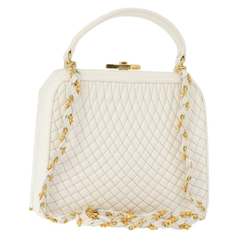 BALLY 手提包 皮革 兩用 白色 金色 正品 147505