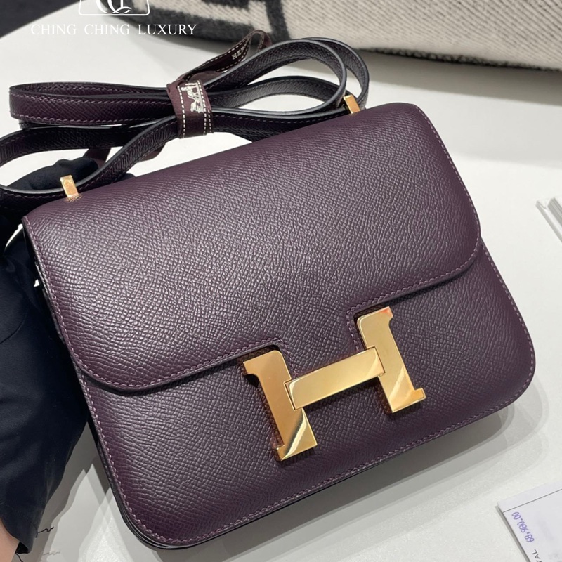 🌈Mini Constance 19💜葡萄紫玫瑰金扣💜全套有單💜98新🌟Epsom皮🌟-0