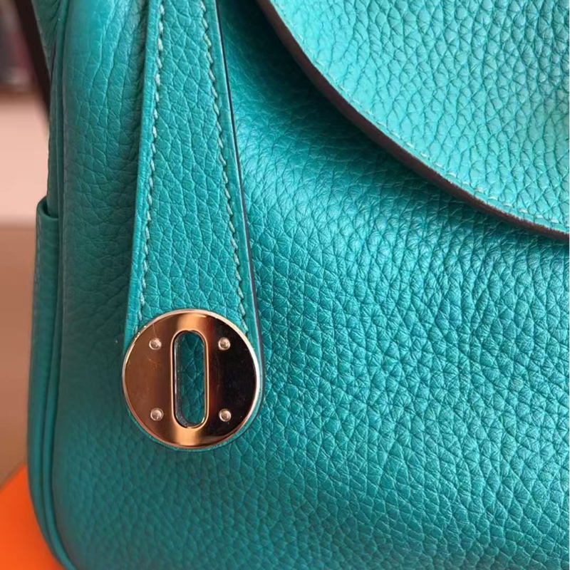 🌈Hermes💚Lindy 26💚7F孔雀綠銀扣💚98新🌈有單🌟🌈TC皮🌟-3