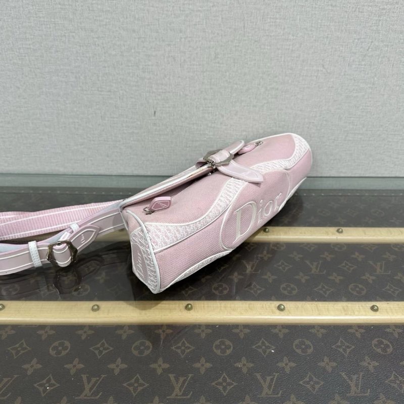 DIOR sport line系列粉白銀扣肩背斜背包 33*12*9 98新-2