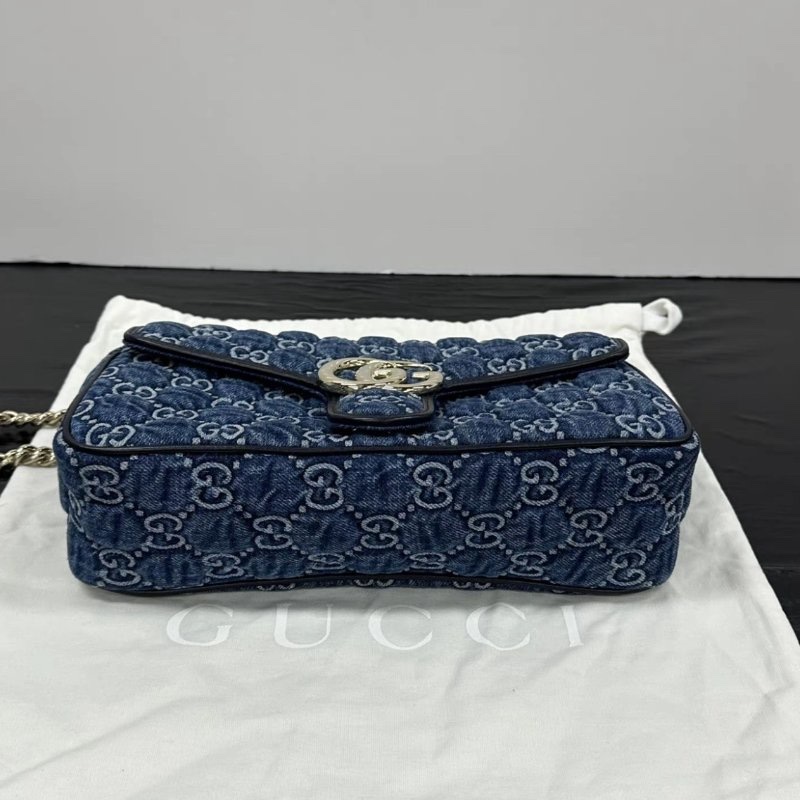 GUCCI 牛仔Marmont馬蒙中號肩背斜背包 26*15*7 98新配件塵袋-3
