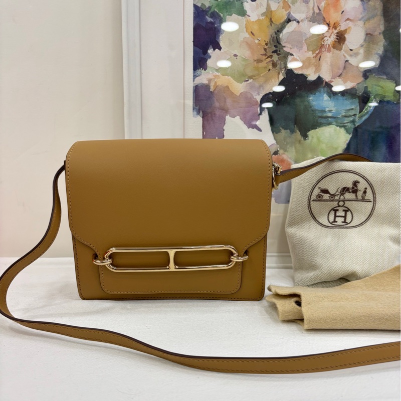 Hermes 愛馬仕 豬鼻 19 roulis mini 4B 餅乾色 Cp香檳金扣 B刻-0