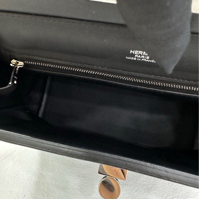 愛馬仕 2424 mini黑色銀扣手提斜背包W刻 有購證-8