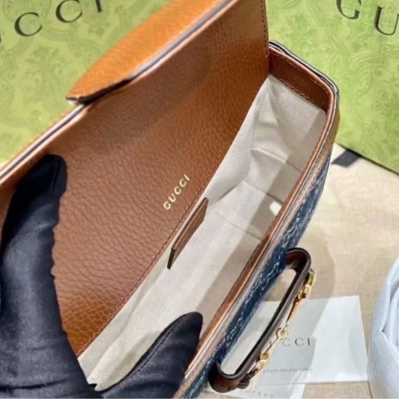 全新全套Gucci 1955馬鞍MINI 藍色丹寧牛仔-3