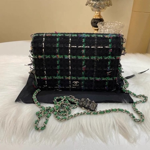 Chanel 秀款毛呢機器人鍊條包 woc 98新配件塵袋保卡