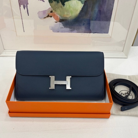 Hermes愛馬仕康康togo普魯士藍銀扣 W刻 全新