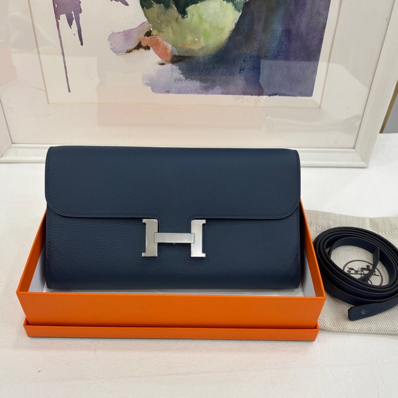 Hermes愛馬仕康康togo普魯士藍銀扣 W刻 全新-0