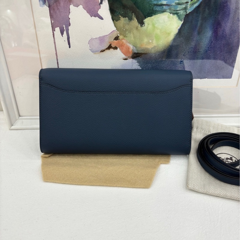 Hermes愛馬仕康康togo普魯士藍銀扣 W刻 全新-2