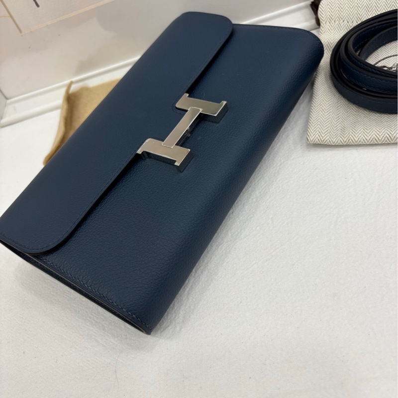 Hermes愛馬仕康康togo普魯士藍銀扣 W刻 全新-5