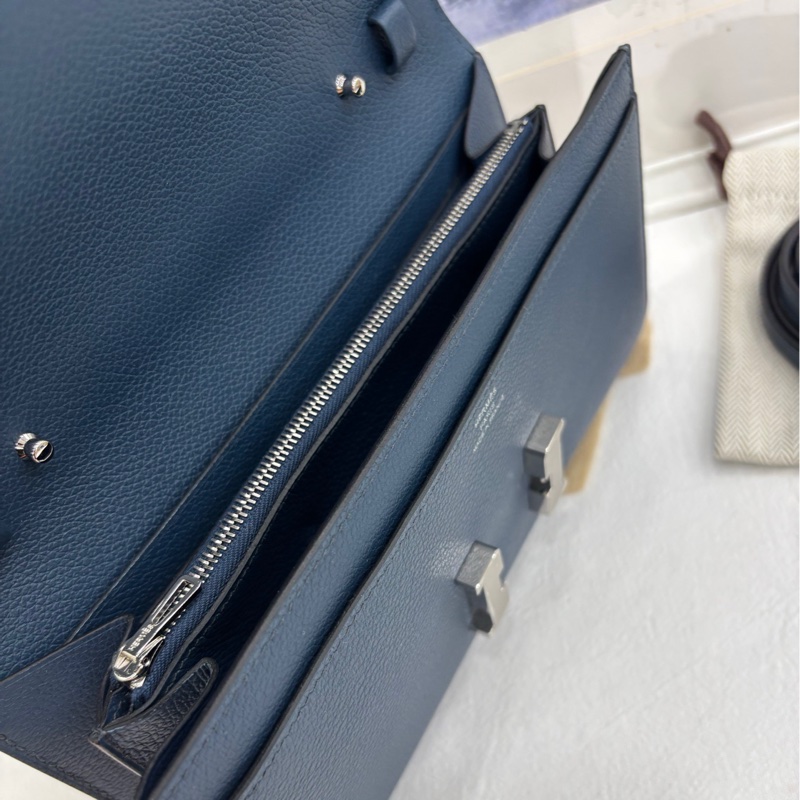 Hermes愛馬仕康康togo普魯士藍銀扣 W刻 全新-7