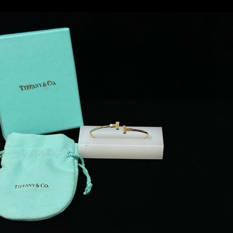 TIFFANY T系列雙T線圈手鐲 14cm 98新配件盒子塵袋-0
