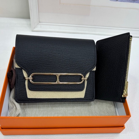 Hermes 愛馬仕 Roulis slim 黑金 山羊皮 B刻 閒置
